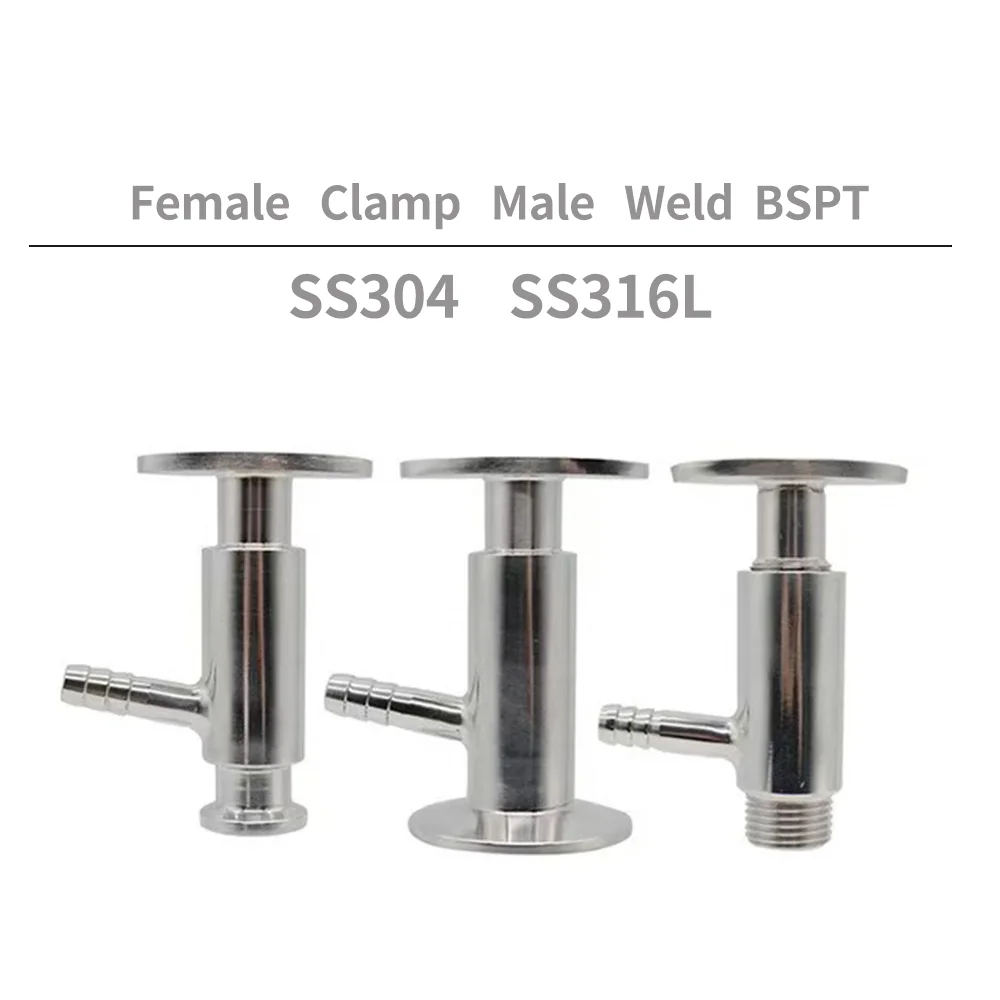 

SS304 SS316L Stainless Steel1.5" Sanitary Ferrule Tri Clamp Type Food Medicine Elliptic Sampling Clamp Famale Male Sample Valve