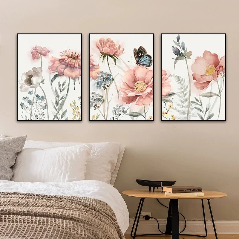 Diamond Mosaic Pink Peony Butterfly Watercolor 5d Diamond Painting 3piece Flower Full Square Round Cross Stitch Kit Embroidery