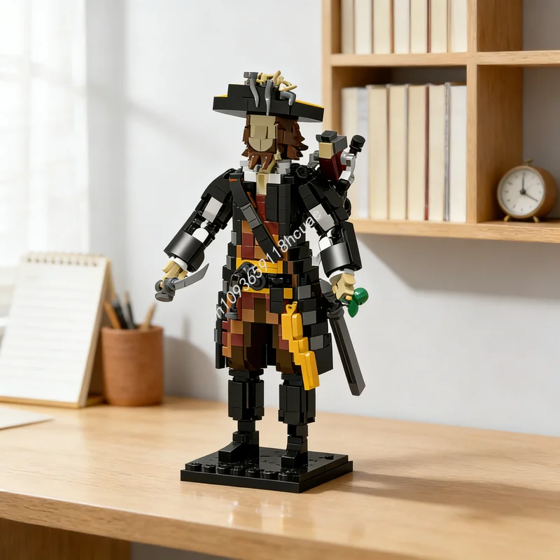 730 قطعة من مكعبات البناء على شكل شخصية هيكتور باربوسا من سلسلة قراصنة الكاريبي، نموذج لعبة للبناء، هدية عيد الميلاد