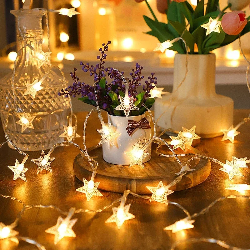 

Wedding Garland Lamp LED Twinkle Star String Lights Battery Power Outdoor Garden Camping Party Christmas Bedroom Home Decoration