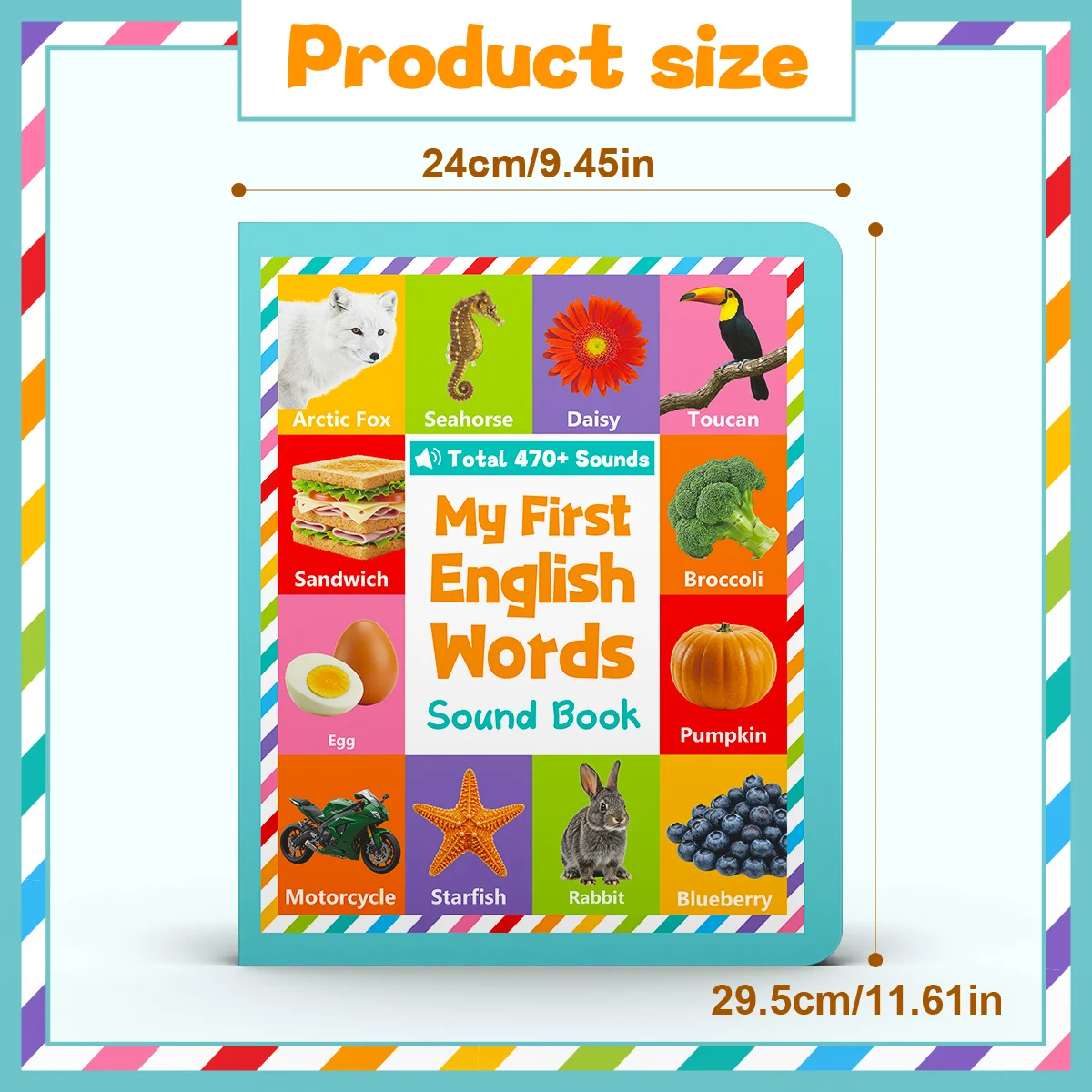 My First English Words Sound Book – Interactive Talking Book for Kids, 470+ Sounds, Touch-to-Read & Repeat, Fun Q&A Quiz Mode