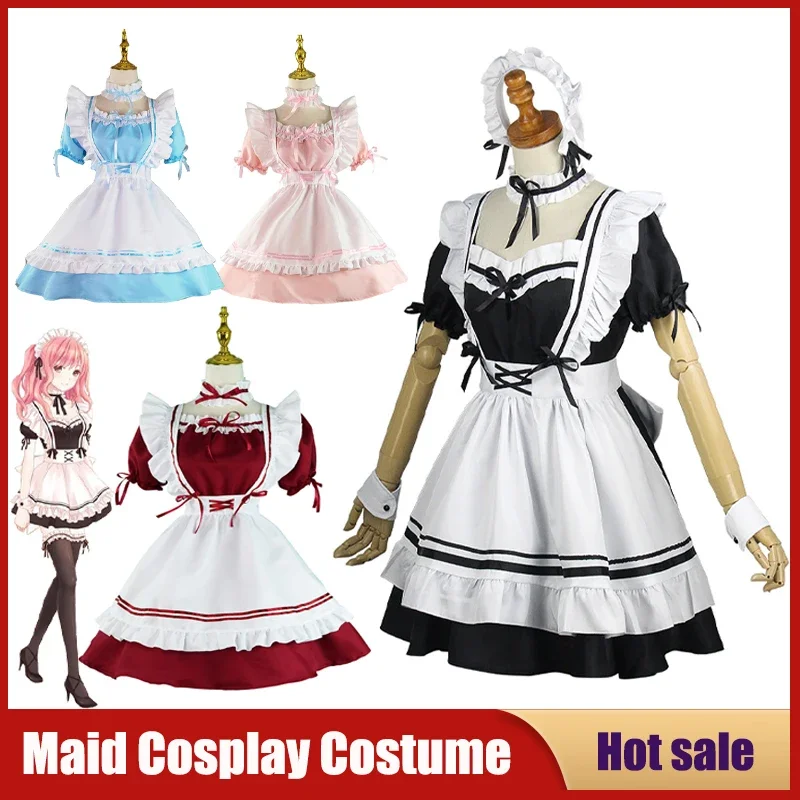 Sexy cameriera Costume Cosplay petto basso Lolita Outfit Anime dolce carino uniforme giapponese festa di carnevale bella ragazza donne grembiule vestito