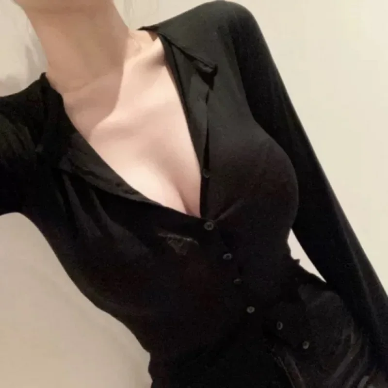 مريحة الكورية نمط سوان الرقبة تي شيرت سترة مفتوحة تسليط الضوء على شكل الجسم لينة لطيف يشعر محبوك كم كامل المرأة الأعلى