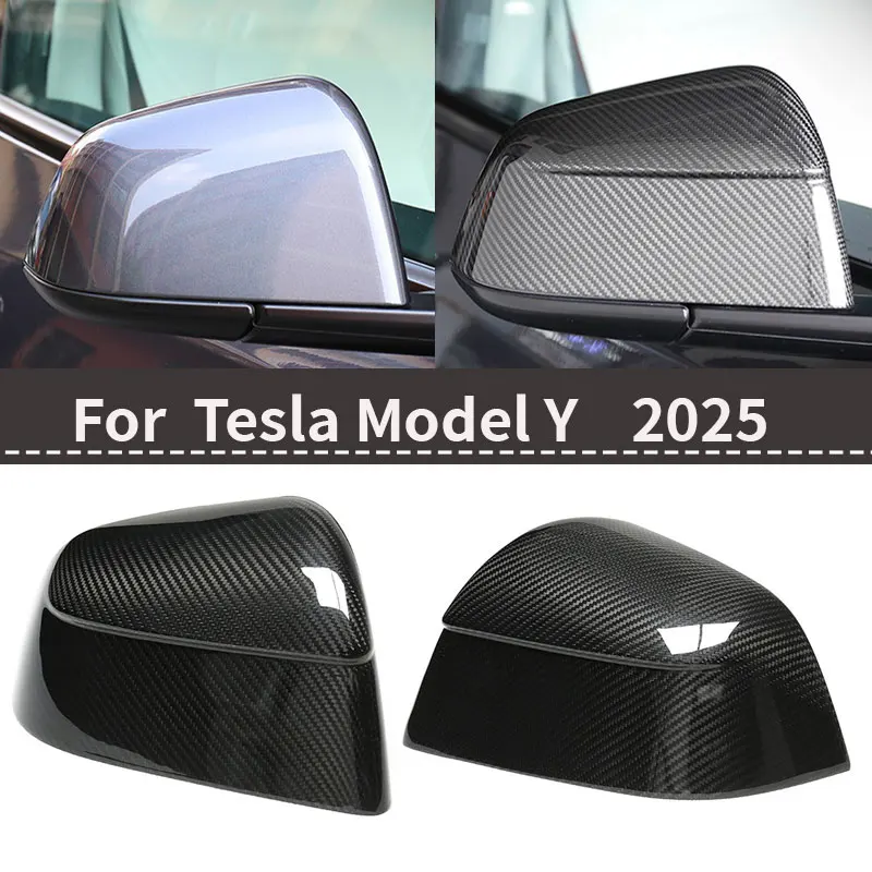 For Tesla Refreshed Model Y YL 2025+ Real Carbon Fiber Rearview Mirror Cover (Genuine Carbon Fiber Modification) Mirror shell