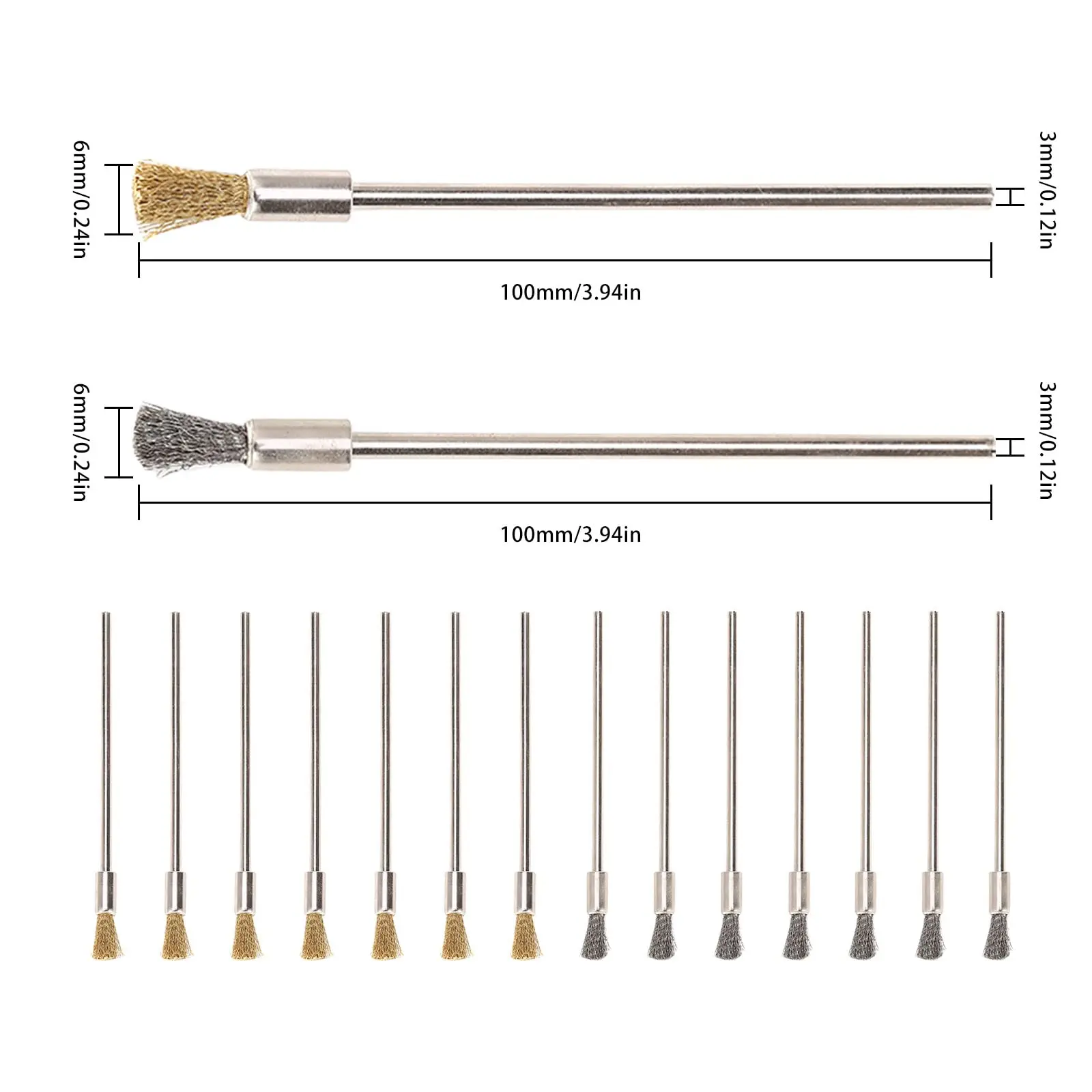 30 pz esteso filo di acciaio pulizia fine spazzole penna ruggine vernice rimozione bit lucidatura utensili rotanti accessori 3 mm mandrino