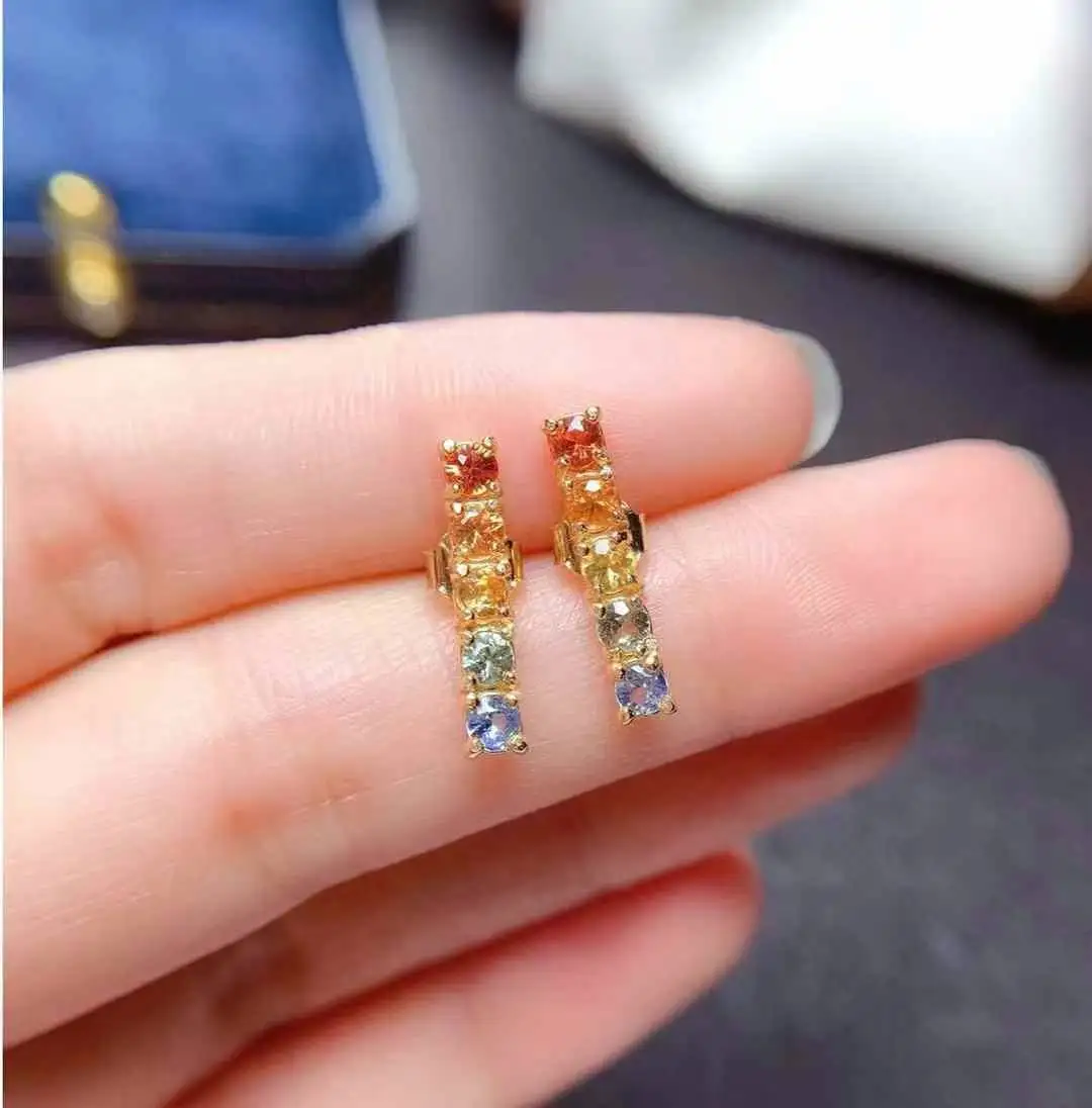 High Quality Sapphire Earring 925 Sterling Silver Trendy Women earrings Natural Real Sapphire