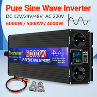 6000W 5000W 4000W pure sine wave inverter DC 12v 24V AC 220V 50HZ/60Hz dual European plug solar automotive Inverter transformer