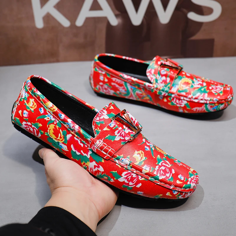 

MAEDEF Мужские лоферы из искусственной кожи ручной работы, повседневная обувь без шнуровки на плоской подошве для вождения, мужские удобные мокасины, мужские размеры 38-48