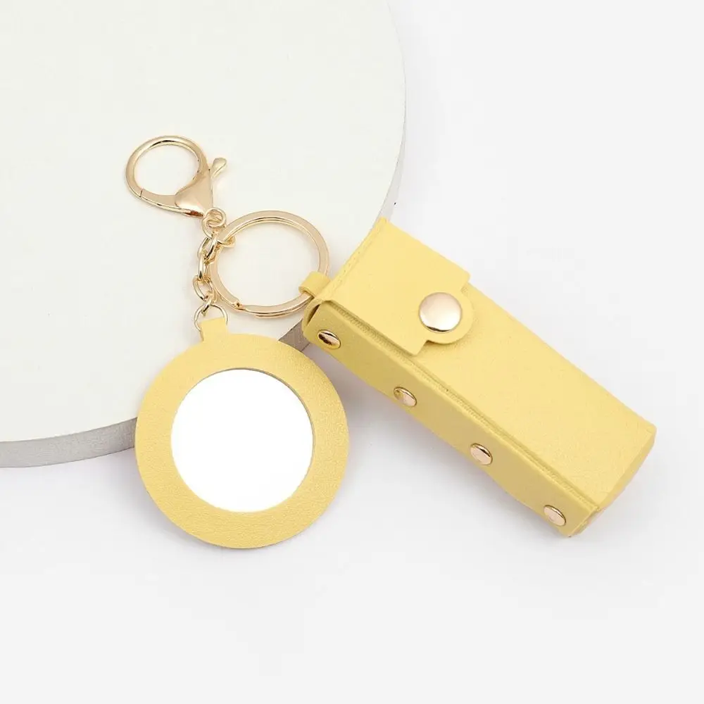 حقيبة أحمر الشفاه من جلد البولي يوريثان مع حقيبة مكياج مرآة حقيبة مستحضرات تجميل صغيرة صندوق تخزين أحمر الشفاه حقيبة تخزين أحمر الشفاه سلسلة مفاتيح #1