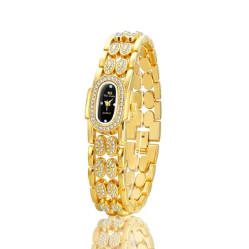 Orologi da donna Orologio da polso da donna con cinturino in oro al quarzo con diamanti di lusso Orologio da donna con strass di alta qualità
