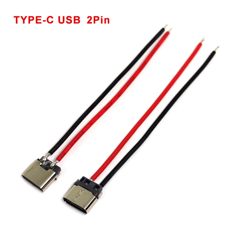 

10pcs Micro USB JACK 3.1 Type-C 2Pin 2P Welding Wire Female Connector Straight For Mobile Phone Charging Port Charging Socket