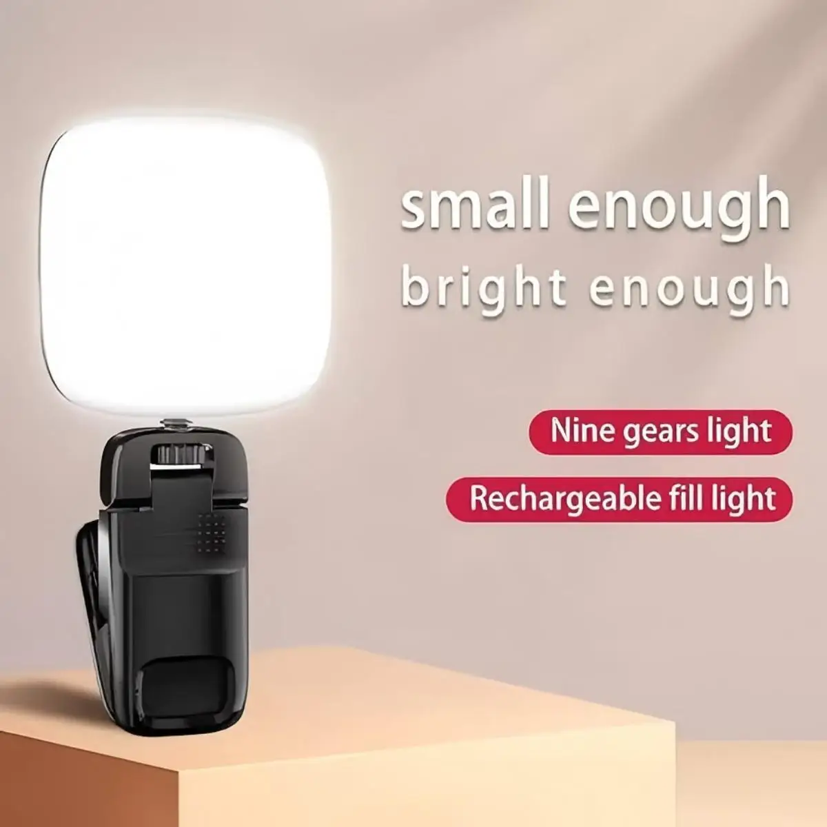 Adjustable Mini Selfie Fill Light 3 Modes 9 Level Lighting Influencers Light  for Live Streaming/Selfie/Video Conference
