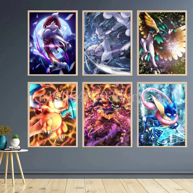 

Classic Anime Pokemon Canvas Painting Bulbasaur Charmander Poster and Print Watercolor Wall Art Picture Home Decor Kids Gifts