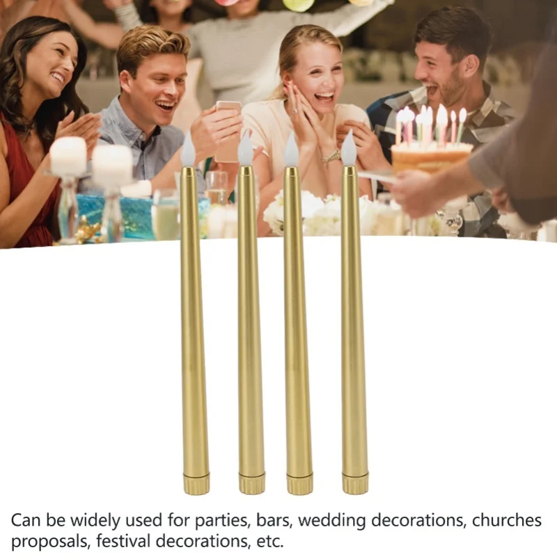4 Pcs LED Candles Smoke Free Flameless Safe Environmentally Friendly Warm Light Electric LED Taper Candle White