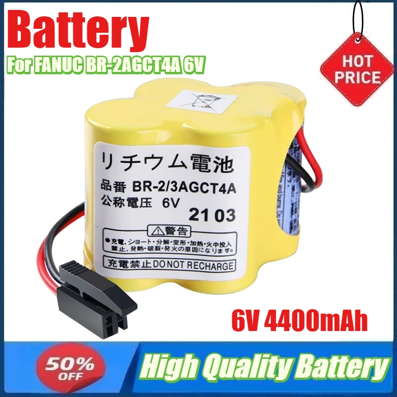 

6V 4400mAh BR-2/3AGCT4A Battery for FANUC BR-2AGCT4A 6V CNC BR-3AGCT4A Machine Tool PLC Lithium A98L-0031-0025 Battery