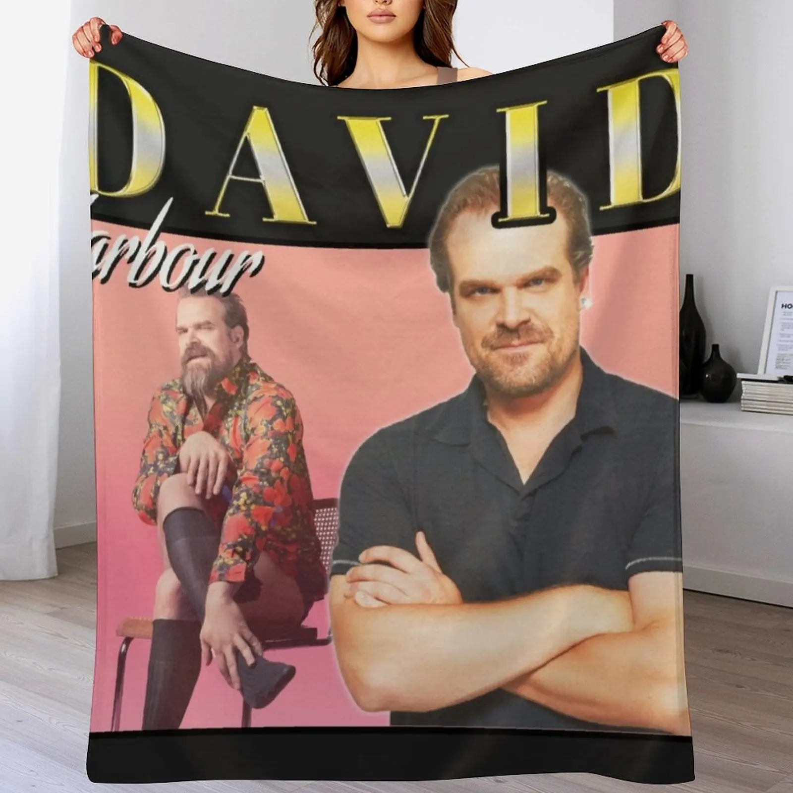 

David Harbour retro / vintage design Throw Blanket heavy to sleep Bed covers Blankets For Bed Soft Plaid Blankets
