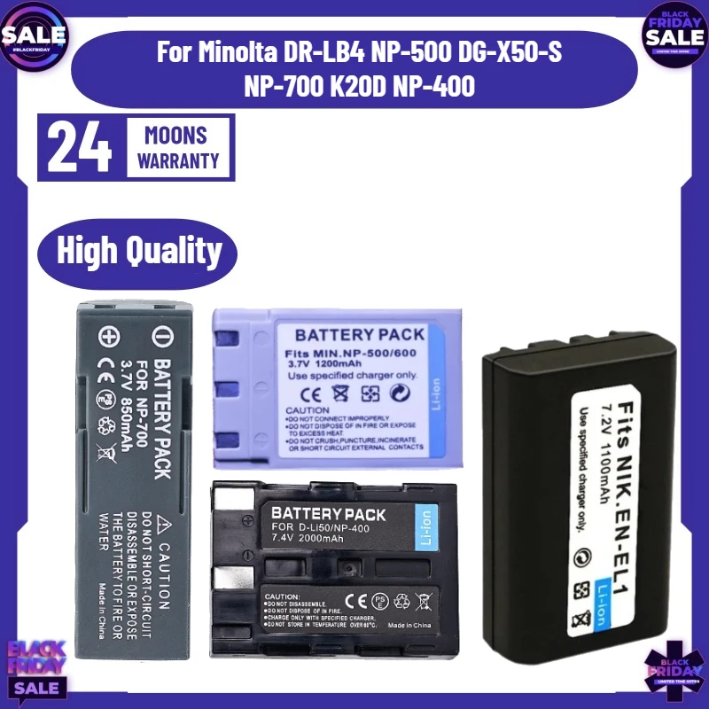 Camera Battery for Minolta DR-LB4 NP-500 DG-X50-S NP-700 K20D NP-400 X20 X21 NP-200 A200 DG5W EN-EL1 500Z 510Z SD15 SD14