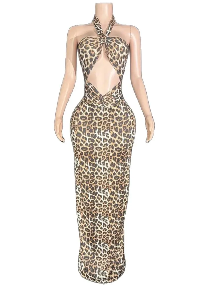 

Sexy Chest Hugging And Backless Leopard Print Dress 2024 New Fashionable Women'S Clothing