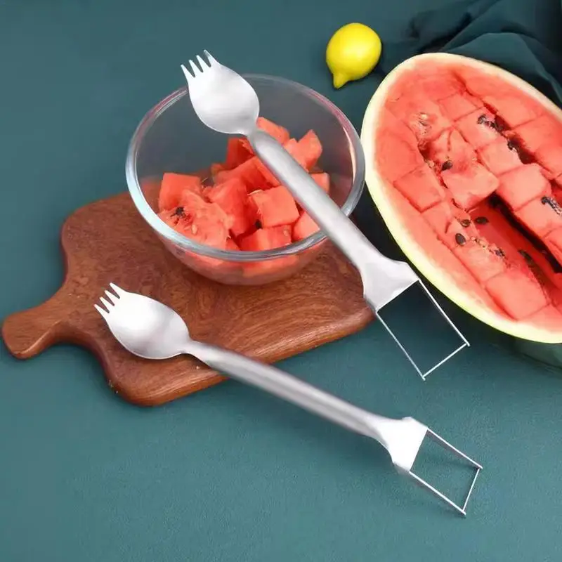 Watermelon Cube Cutter 2-in-1 Stainless Steel Watermelon Slicer Dual Head Watermelon Cuber For Home Party Kitchen Gadget For