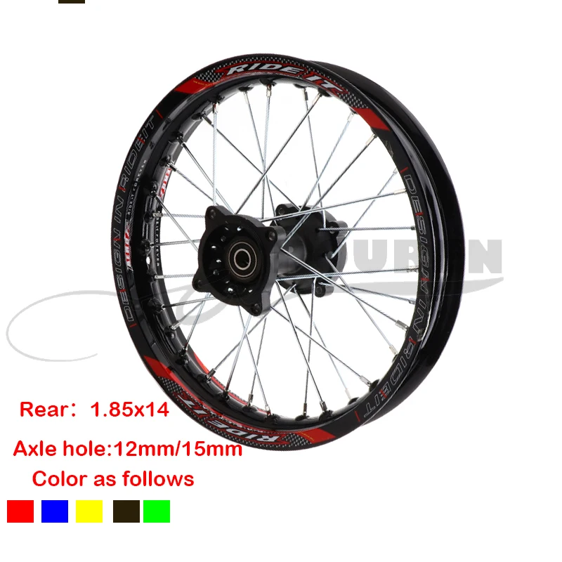 

Dirt Pit Bike 14 inch Rear Wheels 1.85x14 For KAYO BSE Apollo Xmotos CRF50 CRF70 KLX110 TTR110 125 140 160cc MX Parts