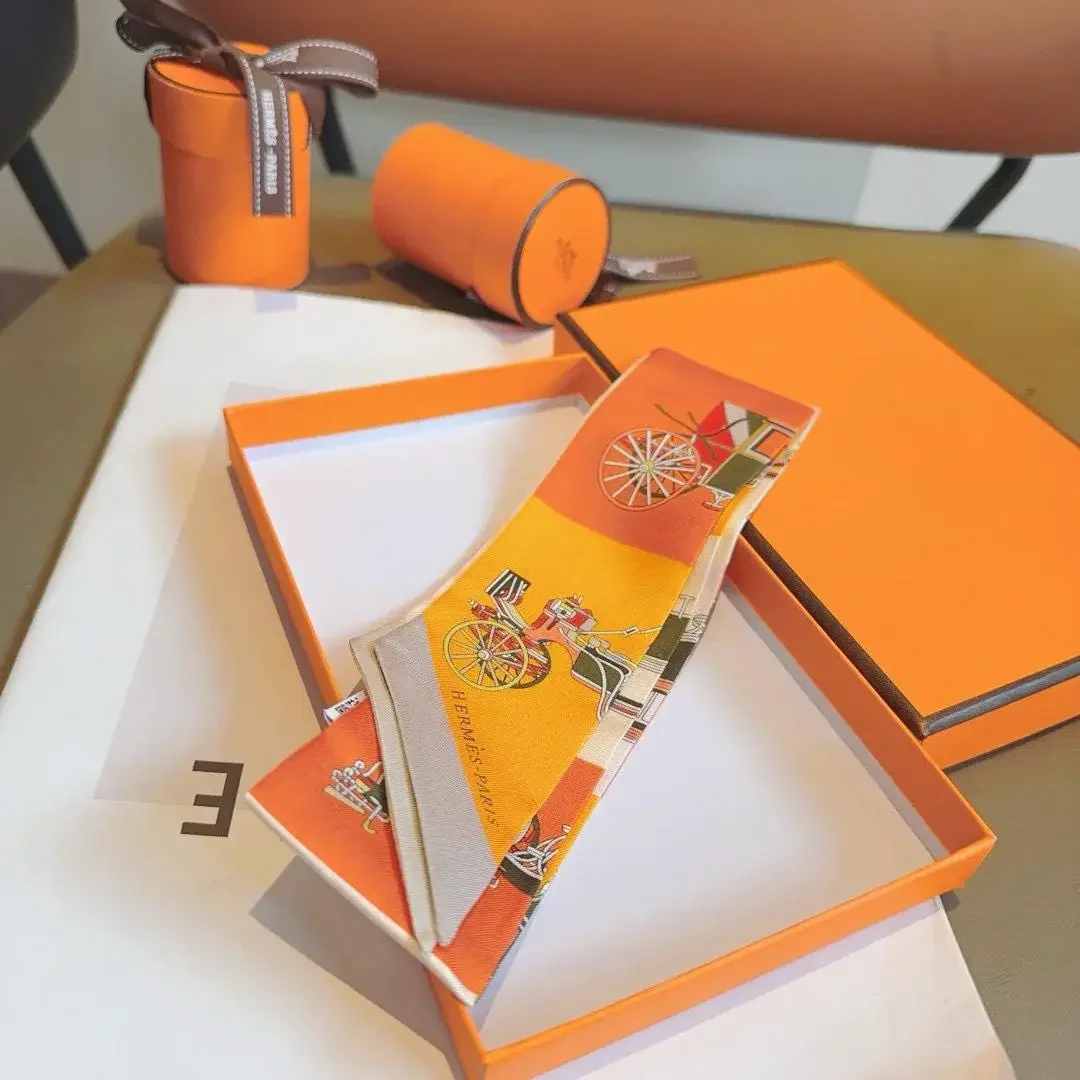 

High-end Fashion Headband 5*86cm Hairband Perfect Details H Home Pure Handmade Trendy Scarf Silk Scarf Folding Square Gift