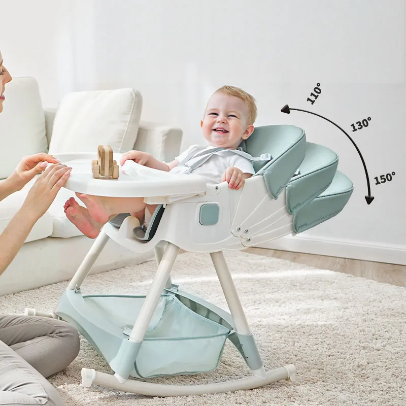 Children's dining table and chairs multifunctional baby folding chair adjustable gear baby eating chair portable dining chair