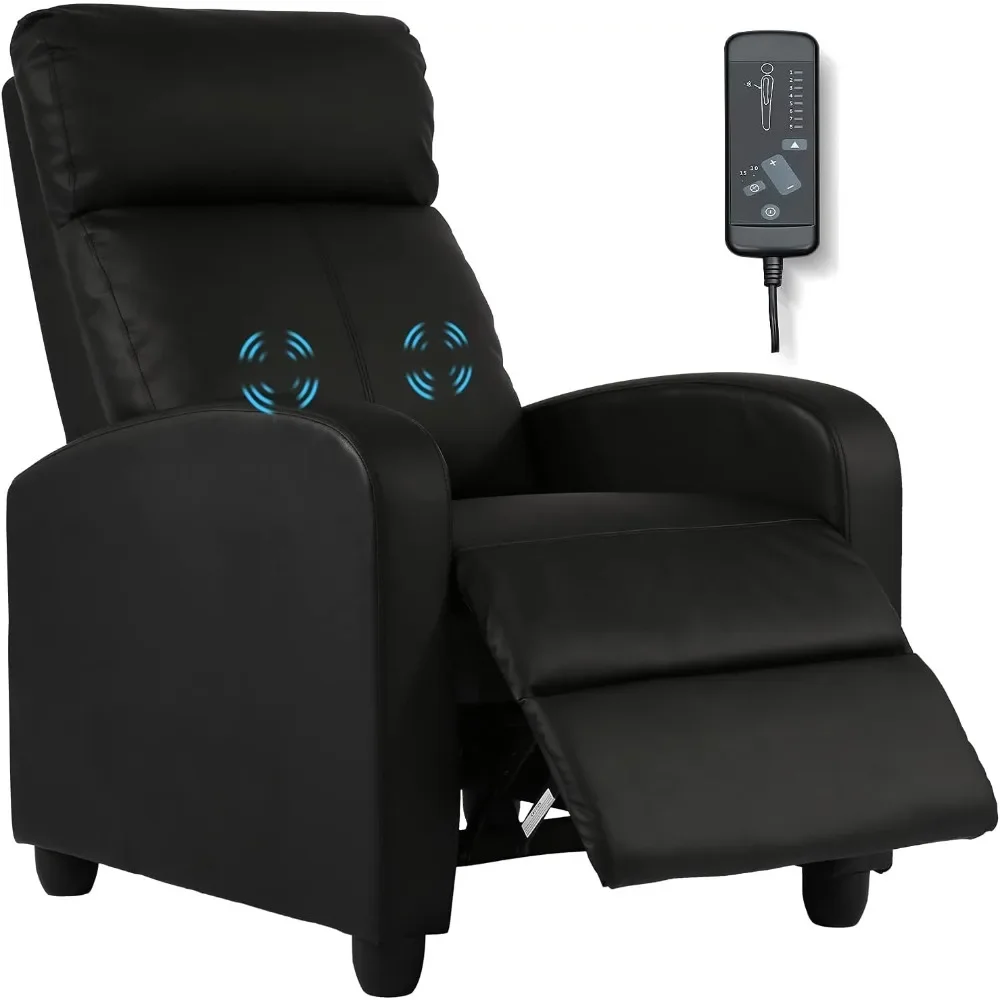 

Massage Recliner Chair Padded Wide Seat Sofa Wingback Single Sofa with Footrest PU Leather for Living Room,Home Theater