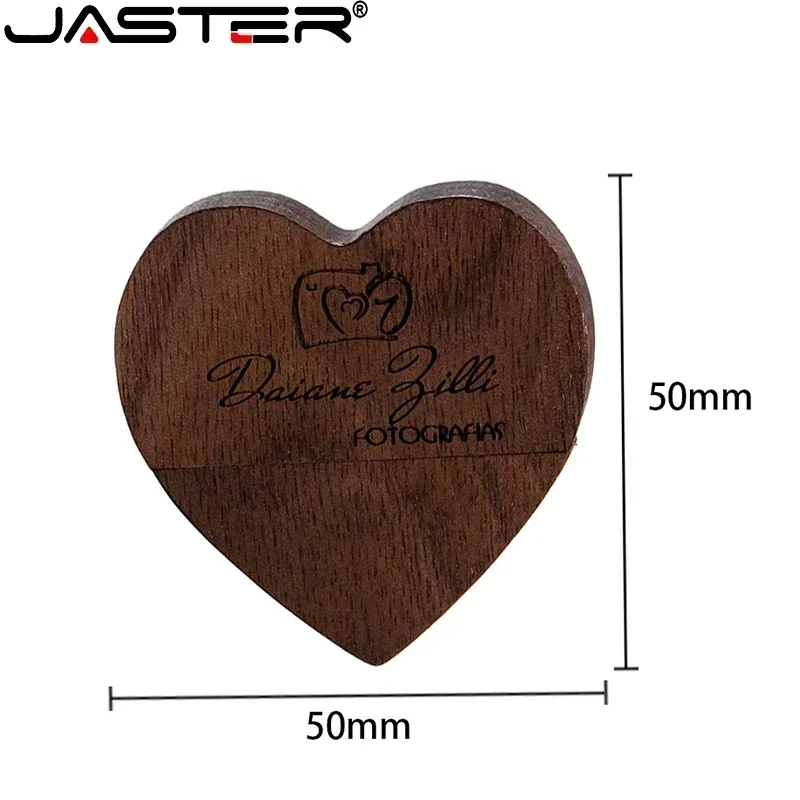 Kostenloses Logo Herz USB 2.0 Flash-Laufwerk 64G Kostenloser Schlüsselanhänger Holz Hochzeitsgeschenk Stiftantriebe 32G Memory Stick Ahorn U Disk