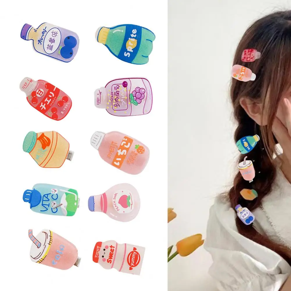 Hair Fixed Kids Hairpin Cartoon Beverage Shape Sweet Children Hair Clip Lightweight Anti-slip Girls Side Clips Hair Decoration