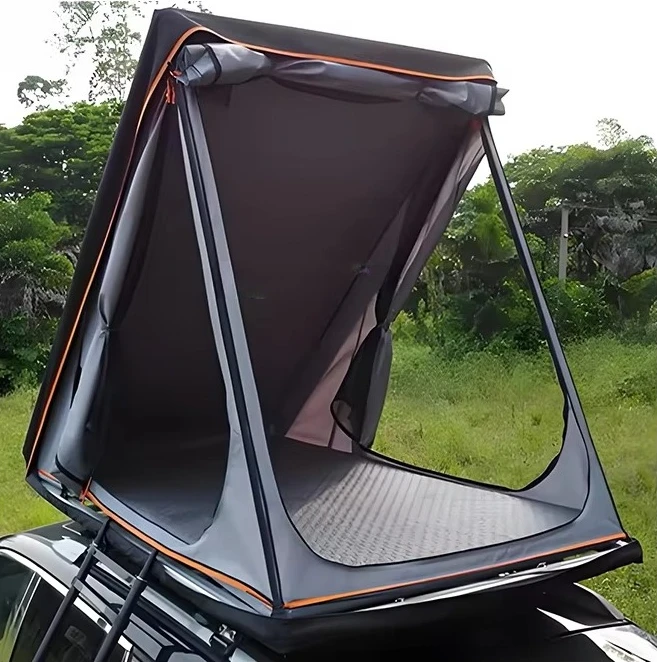 

Minimalist Ultra-Lightweight Closed Thinnest Aluminum Structure Soft Top Triangle Roof Top Tent