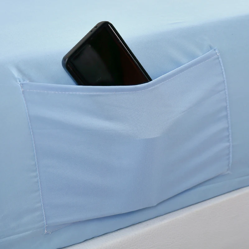 Elastic Band Fitted Sheet With Pocket for Easy Store Solid Microfiber Fitted Sheet Single Double Queen King Bed Sheet