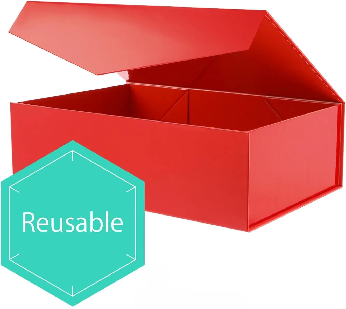 13.5x9x4.1 Inch Large Gift Boxes with Lids Bridesmaid Proposal Box Sturdy Collapsible Gift Box with Magnetic Closure Glossy Red