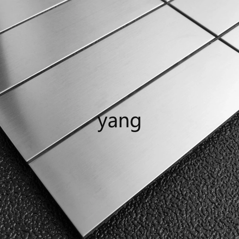 

LTT long minimalist storefront silver stainless steel wall tiles metal brushed mosaic tiles
