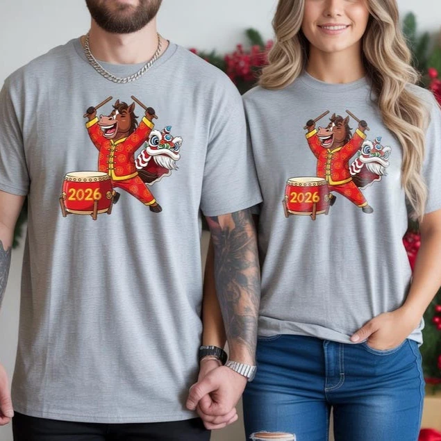 

Китайский Новый Год 2026 Рубашка Год Лошади Футболка Лунный Новый Год Рубашка Зодиака Лошадь Высококачественные Хлопковые Топы Уличная Одежда