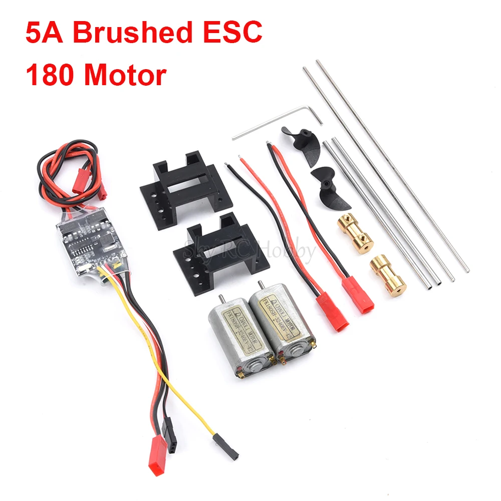 5A x2 Brushed ESC 3V-9V Strong Magnetic Motor Kit 180 Motors+15cm Drive Shaft+CW CCW D30 Propeller+2to2mm Couplings for RC Boats