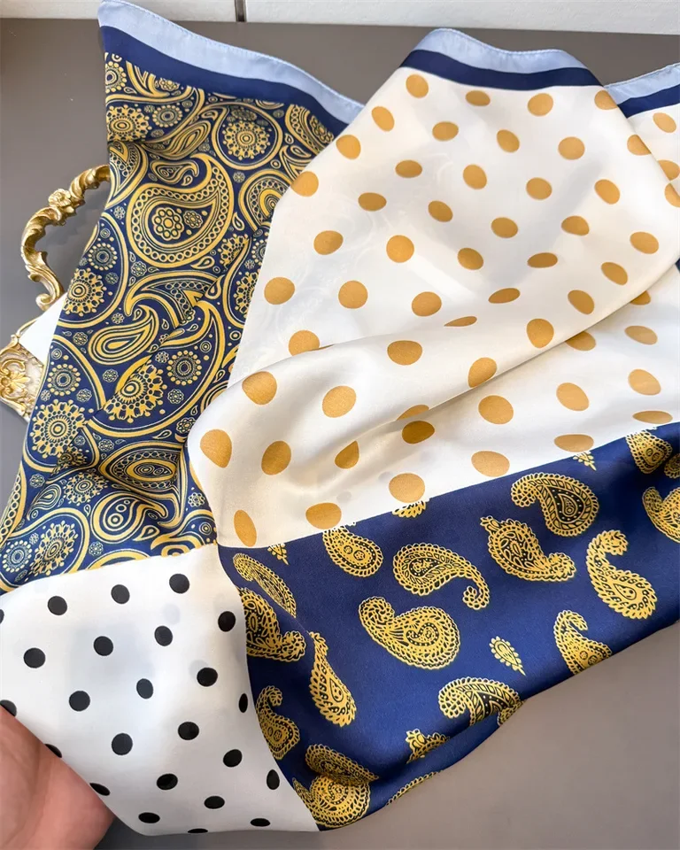 90 سنتيمتر بيزلي طباعة عقال الحجاب وشاح مربع طباعة الدافئة الشاطئ الشالات شال يلتف رباط شعر الإناث حقيبة المعصم باندانا Foulard