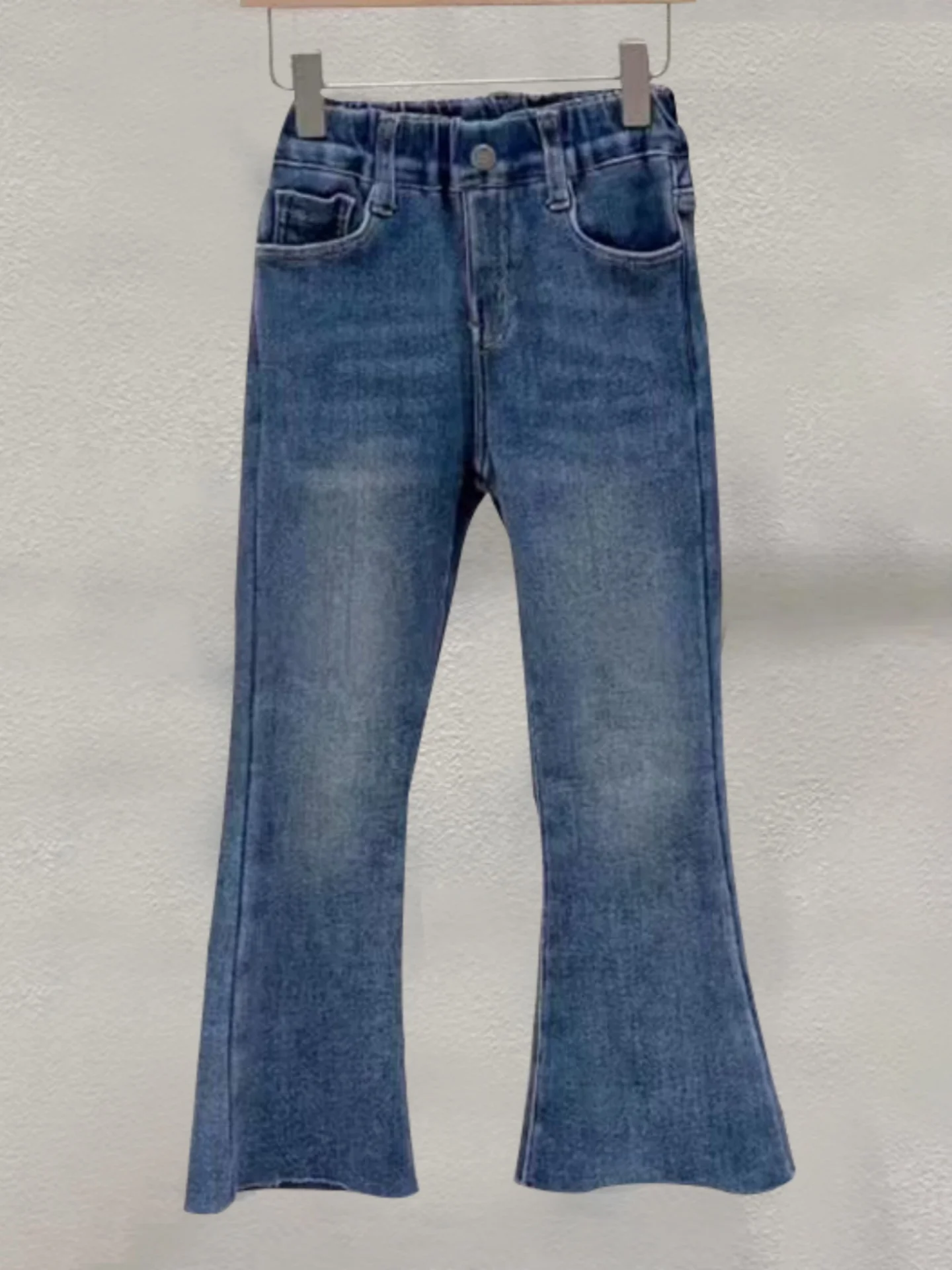 thiened-fce-micro-flared-jeans-for-girls-autumn-winter-children's-pants-casual-sle-l-cotton-elastic-waisand