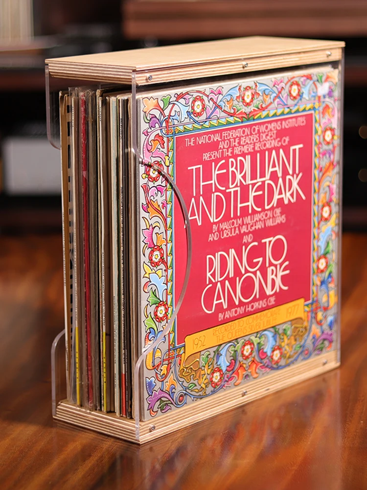 Sólida madeira acrílica 12 polegadas cremalheira do armazenamento do registro do vinil