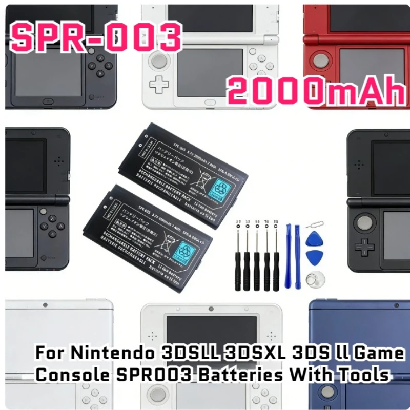 SPR-003 Li-ion Battery 2000mAh Rechargeable Battery For Nintendo 3DSLL 3DSXL 3DS ll Game Console SPR003 Batteries With Tools