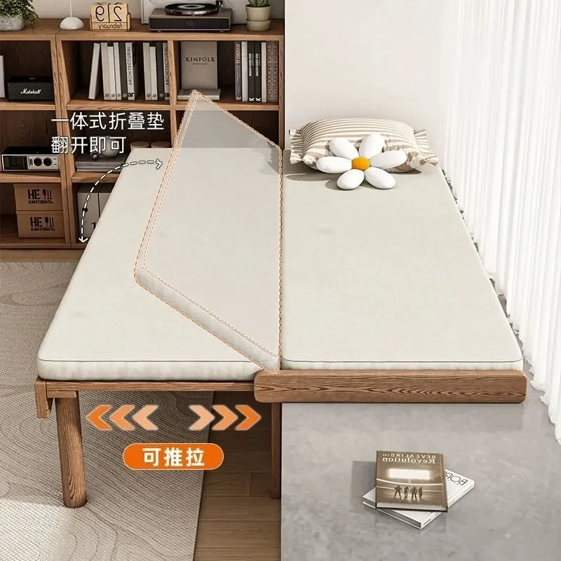All Solid Wood Bay Window Bed Multi-functional Folding Telescopic Sofa Bed Dual-purpose Integrated Small Apartment Rib