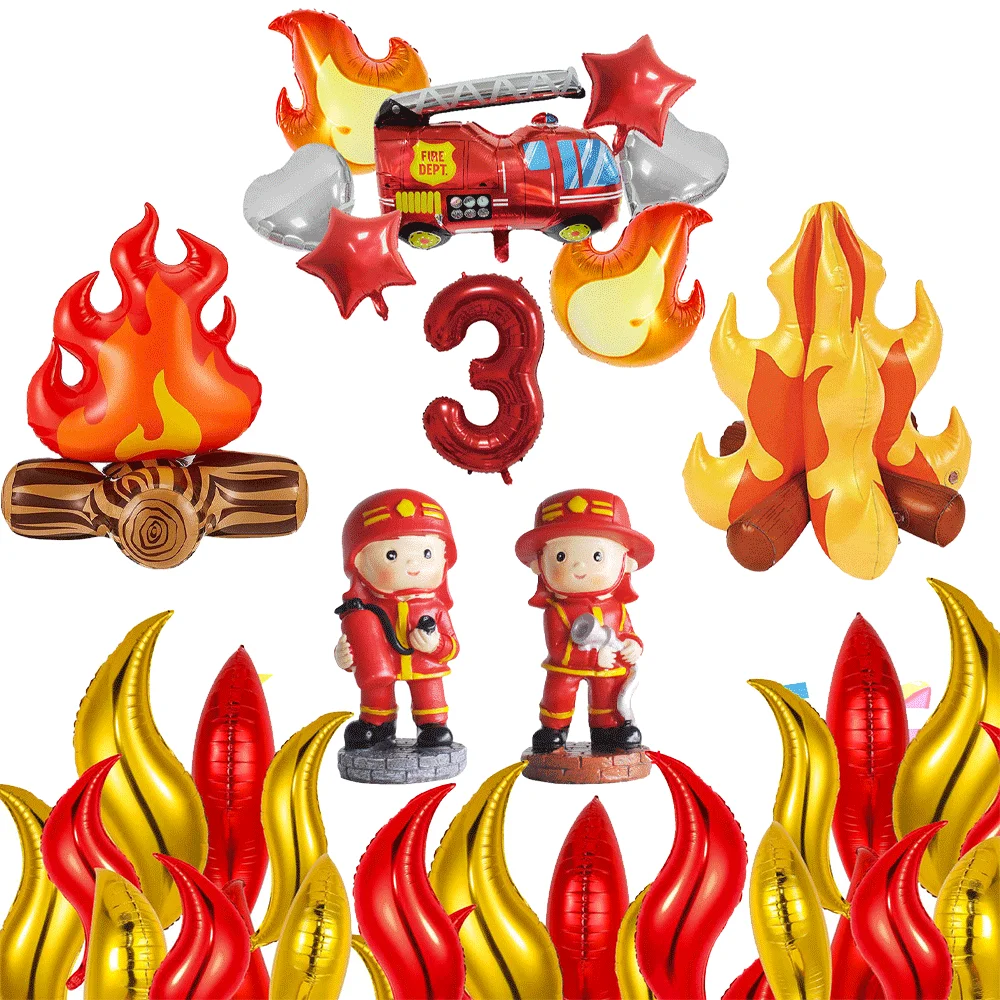 

Artificial Campfire 3D PVC Flame Balloons Foil Fire for Kids Boys Girls Fireman Birthday Party Decoration Indoor Outdoor Favors