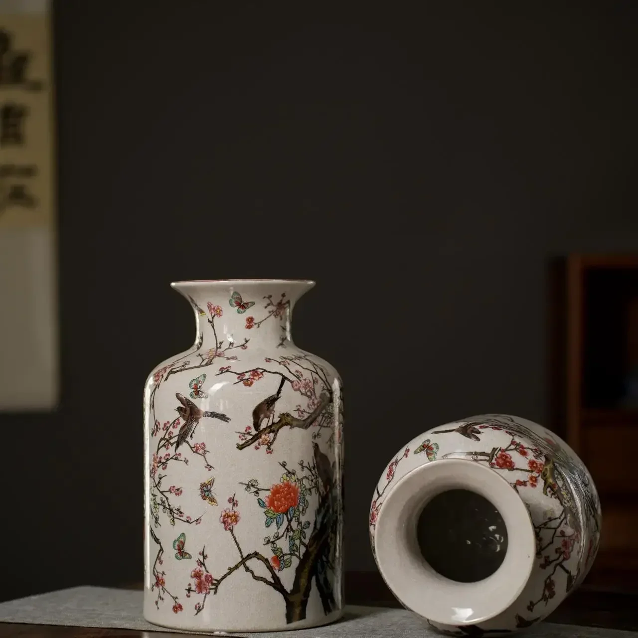 

Ceramic vase happy plum tip desktop living room new Chinese gold vase pastels light luxury home porch home decoration Z0Y1Y4