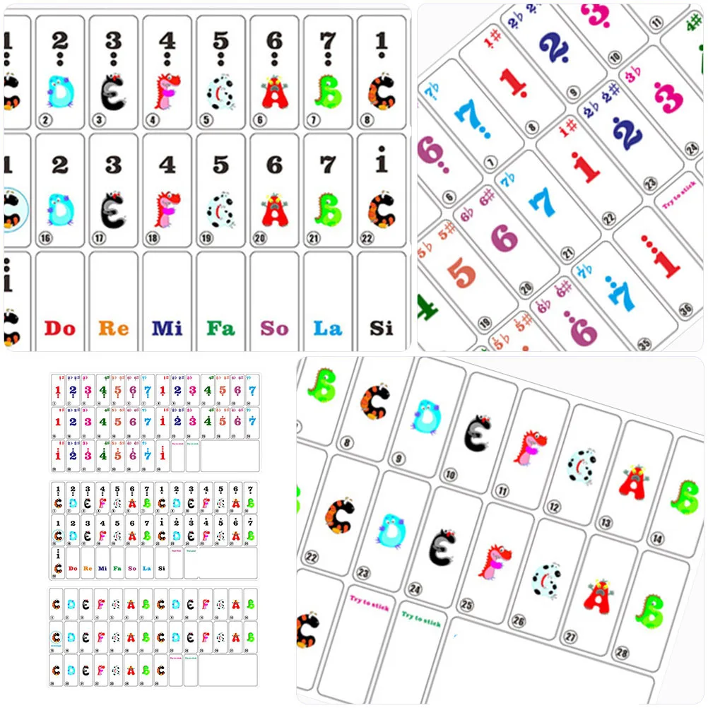 

3 Pcs Electronic Piano Stickers PVC Keyboard Accessories Notes Labels for Keys Kids Beginner Memorize Safe Cartoon Letter Design