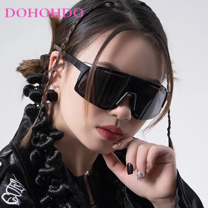 

Luxury Brand Designer Big Frame One Piece Sun Glasses Men Women Trend Personality Outdoor Driving Shades Sunglasses Unisex UV400