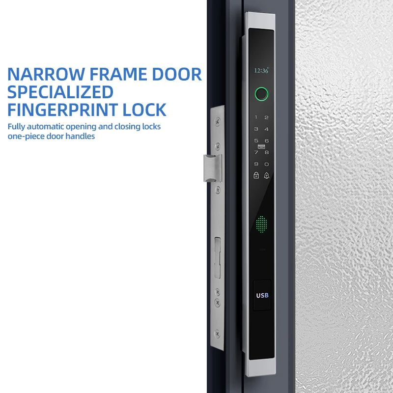 Fingerprint Lock 35MM Narrow Bezel Cell Phone Tuya Aluminum Door Code Lock Automatic Smart Door Locks