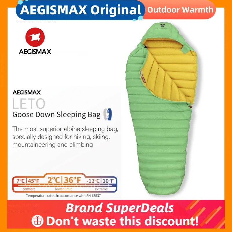 

AEGISMAX LETO 700FP Ultra Dry Goose Down Sleeping Bag Ultralight Down Sleeping Bag For Adult Outdoor Camping Hiking Warm Sleep