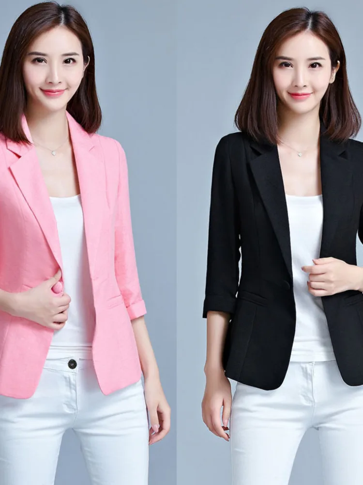 Women Single Button Blazers Business Office All-match Simple Temperament Soft Fashion Elegant Casual Work Streetwear New