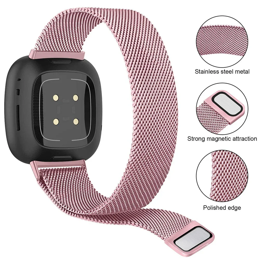 Milan Watchbands Strap for Fitbit Versa 3 4 Sense 2 Band Metal stainless steel Smartwatch Replacement Bracelet accessories