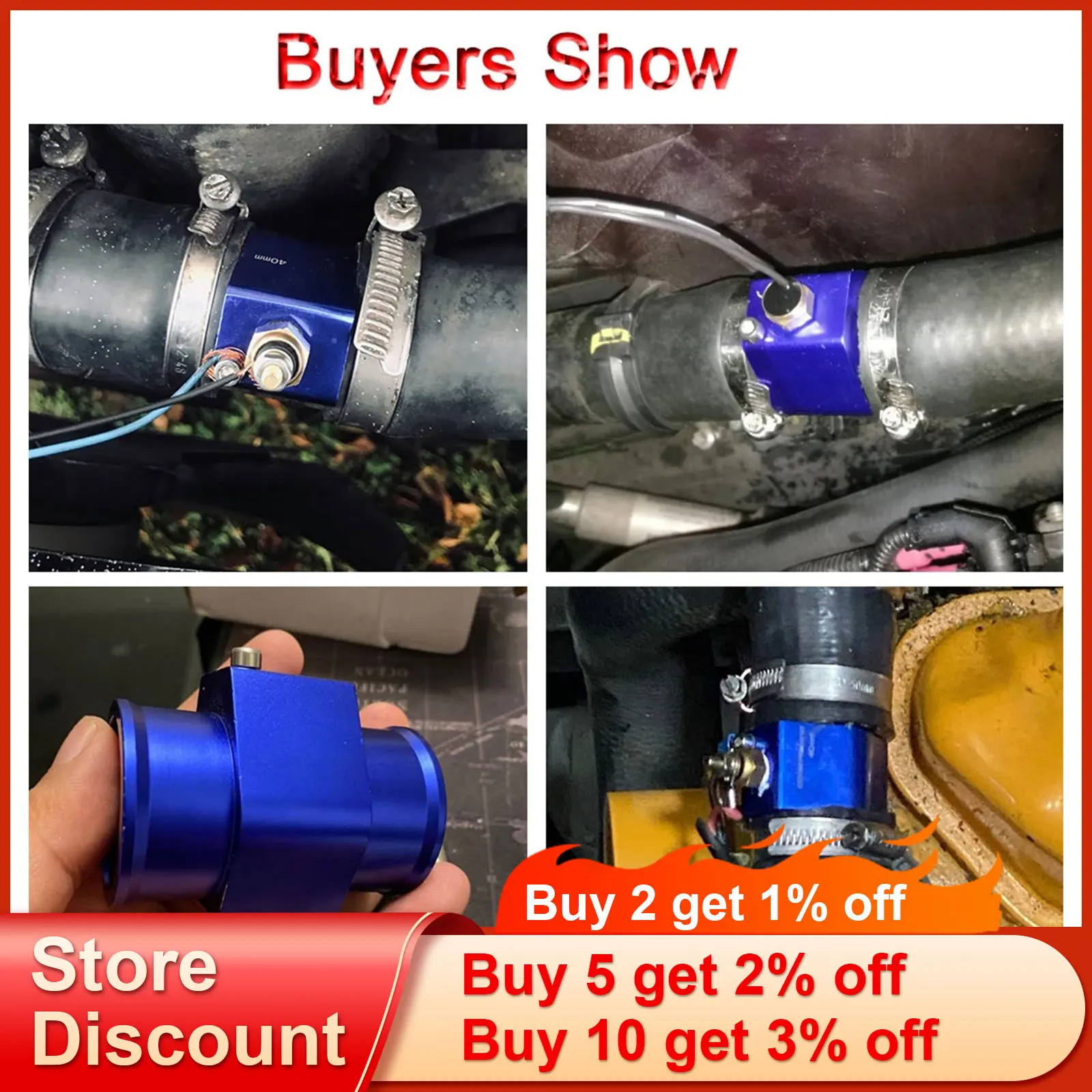 Water Temp Gauge Adapter Blue1Pc Water Temp Temperature Joint Pipe Sensor Gauge Radiator Hose Adapter Size 26mm 28mm 30mm 32mm