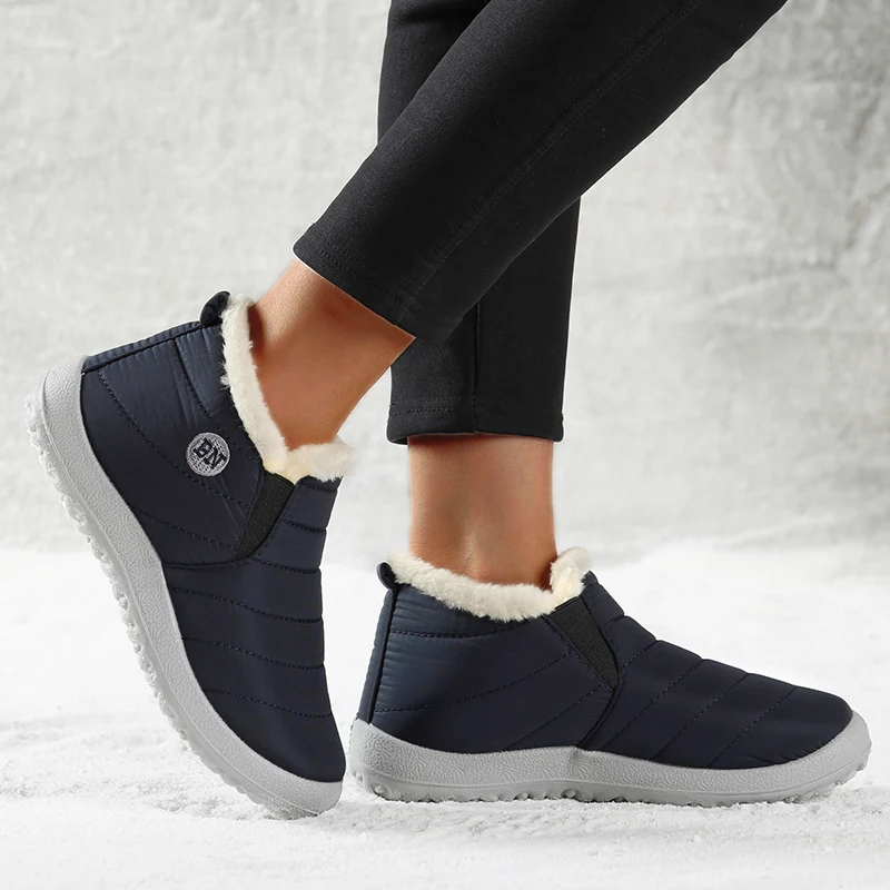 الشتاء مقاوم للماء تنفس الرجال حذاء كاجوال موضة الرجال أحذية رياضية الفراء الدفء الانزلاق على الرجال حذاء رياضة لينة للجنسين حذاء الكاحل